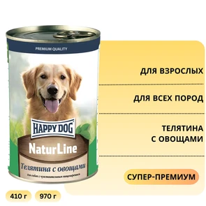 {{photo.Alt || photo.Description || 'Консервы Happy Dog Natur Line для собак всех пород Телятина с овощами'}}