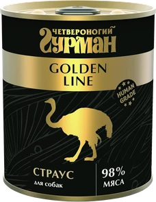 Консервы для собак Четвероногий гурман натуральный страус в желе Golden Line 340 гр