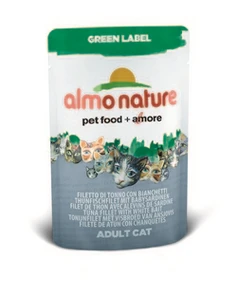 Пауч ALMO NATURE Green label Cat Tuna Fillet White Bait 75% мяса для взрослых кошек "филе тунца и сардинки" 23220