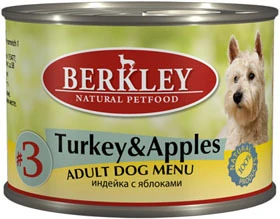 Консервы BERKLEY Adult Turkey/Apples №3 для собак с индейкой и яблоками 75001