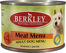 Консервы BERKLEY Adult Meat Menu №4 для собак с ягненком и рисом 75009