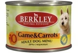 Консервы BERKLEY Adult Game Carrots №10 для собак с дичью и морковью 75006