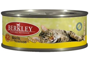 Консервы BERKLEY Beef Venison №12 для взрослых кошек с говядиной и олениной 75111