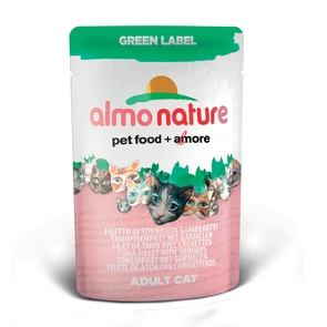 Пауч ALMO NATURE Green label Cat Tuna Fillet with Shrimps для взрослых кошек с филе тунца и креветками 24081