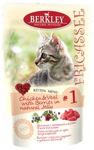 Пауч BERKLEY Fricassee Chicken Veal with Berries для котят №1 – цыпленок с телятиной и ягодами в желе 75270