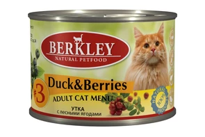 Консервы BERKLEY для взрослых кошек №3 с уткой и лесными ягодами 75152