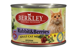 Консервы BERKLEY для взрослых кошек №5 с кроликом и лесными ягодами 75154
