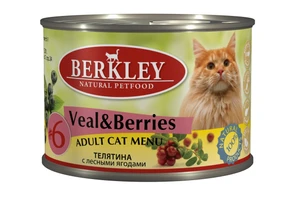 Консервы BERKLEY для взрослых кошек №6 с телятиной и лесными ягодами 75155
