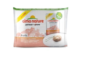 Пауч ALMO NATURE Multipack Classic Salmon/Pumpkin для взрослых кошек с лососем и тыквой набор 6 шт. 20064