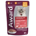 Пауч AWARD для взрослых кошек крупных пород кусочки в соусе с говядиной Indoor big cats 85 гр 7176991