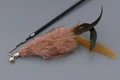 Игрушка-дразнилка WOGY для кошек Хвостик (натуральный мех)  съемный с пером и колокольчиком, телескопическая 18 см 2024-2528