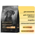 Низкозерновой сухой корм PREMIER для юниоров средних и крупных пород с индейкой (с 4 месяцев) JUNIOR Medium&Maxi Turkey 851362