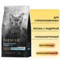 Низкозерновой сухой корм PREMIER для стерилизованных кошек с лососем, индейкой Salmon and Turkey Sterilised Cat 851706