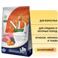 Беззерновой cухой корм FARMINA ND PUMPKIN для взрослых собак средних и крупных пород с ягненком с черникой и тыквой 7524/PND025853S