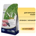 Беззерновой cухой корм FARMINA ND для взрослых кошек с ягненком с черникой 11121/PND0030037