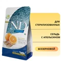 Беззерновой cухой корм FARMINA ND для стерилизованных кошек с рыбой (сельдью) и апельсином (Ocean Herring/Orange Neutered Adult) 12614/PND0030070