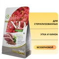 Беззерновой cухой корм FARMINA ND с уткой и киноа для стерилизованных кошек и кастрированных котов 00-00000616/4189