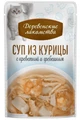 Пауч для кошек Деревенские лакомства Суп из курицы с креветкой и гребешком 4 шт х 35 гр 76051134