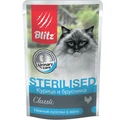 Пауч Blitz Classic для стерилизованных кошек кусочки в желе с курицей и брусникой Cat Adult Sterilised BCW06-1-00085