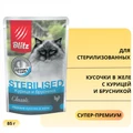 Пауч Blitz Classic для стерилизованных кошек кусочки в желе с курицей и брусникой Cat Adult Sterilised BCW06-1-00085