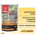 Пауч Blitz Sensitive для взрослых кошек с чувствительным пищеварением, кусочки в соусе с индейкой и печенью Turkey & Liver in Gravy Adult Cat BCW02-1-00085