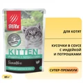 Пауч Blitz Sensitive для котят кусочки в соусе с индейкой и потрошками Turkey & Inners in Gravy Kitten BCW07-1-00085