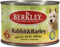 Консервы BERKLEY Adult Rabbit Barley №6 для собак с кроликом и ячменем 75002