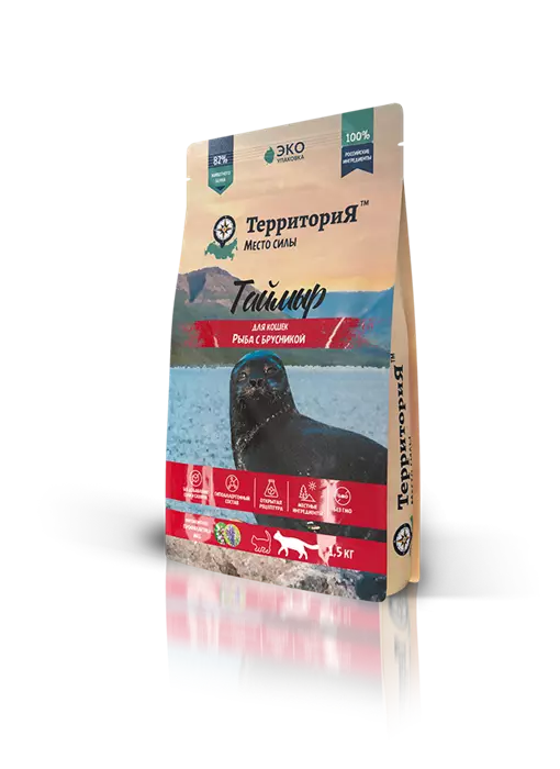 Сухой корм ТерриториЯ Таймыр для взрослых кошек Рыба с брусникой 1.5 кг
